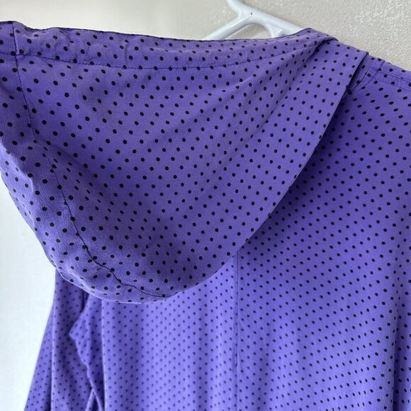 Chicos Design Silk Purple Polka Dot Zip Up Hooded Lightweight Jacket Size L (2) - Picture 9 of 14